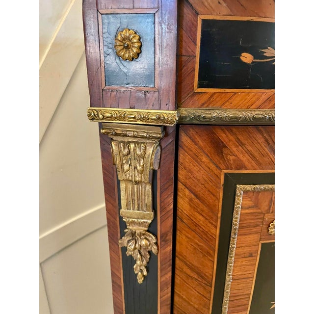 Antique Louis XVI French Marquetry Corner Cabinet with Marble Top, 1860s For Sale - Image 6 of 11