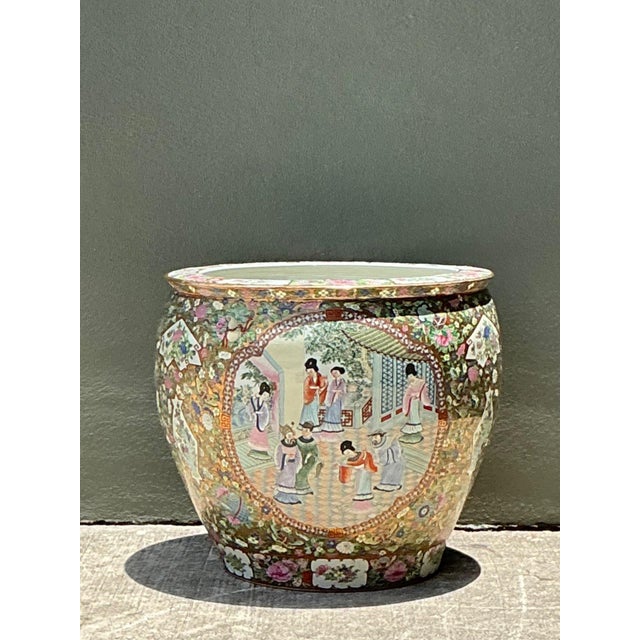 Vintage Chinese Rose Famile Large Planter For Sale - Image 14 of 17
