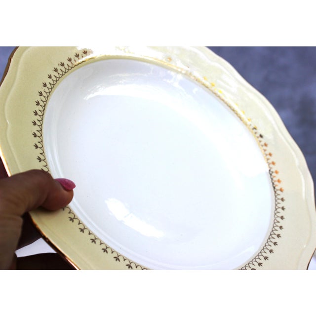 Cream French Porcelain Gold Detailing Lamandinoise Dinner Service, 1970s, Set of 12 For Sale - Image 8 of 13