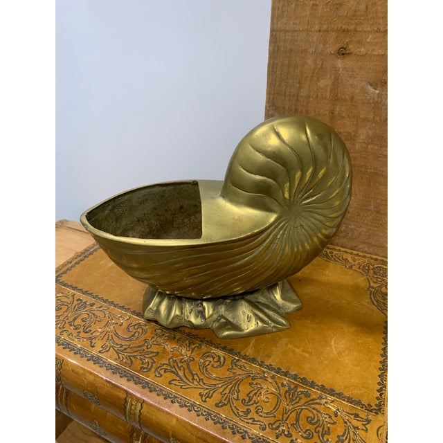 1970s Brass Nautilus Shell Cachepot For Sale - Image 4 of 5