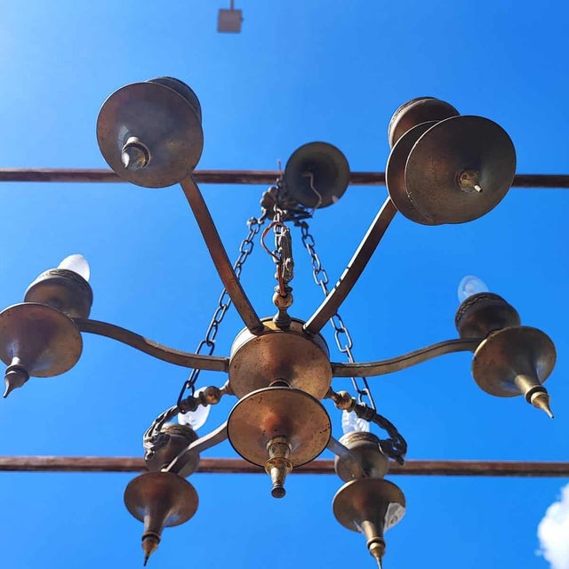 Vintage Six-Arm Chandelier in Metal For Sale - Image 5 of 10