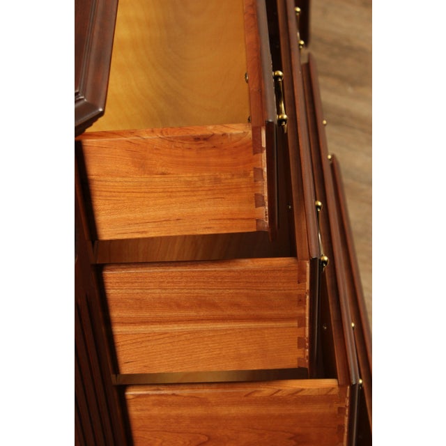 Ethan Allen #39 Georgian Court #39 Cherry Triple Dresser and Mirror Chairish