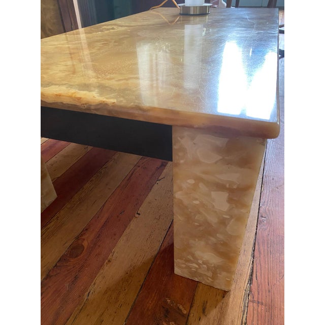 Goldenrod Solid Onyx Coffee Table with Built-in Lighting, Italy, 1970s For Sale - Image 8 of 11