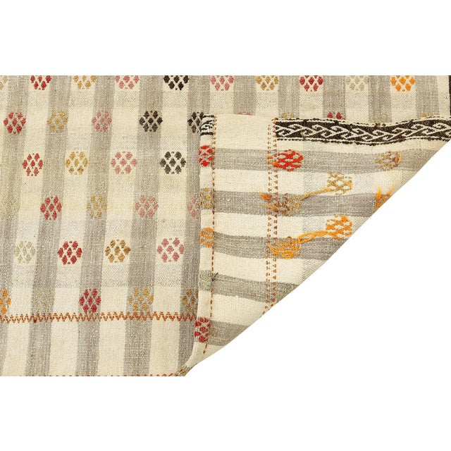 Mid 20th Century Mid 20th Century Embroidered Vintage Turkish Kilim For Sale - Image 5 of 7