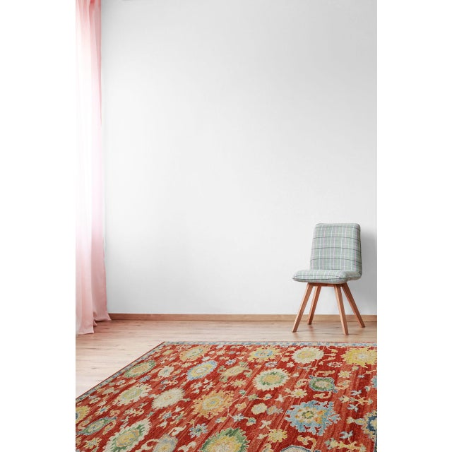 Timeless Comfortable Coral Hand Knotted Wool Rug, Country of Origin: India. This luxurious piece represents the finest of...