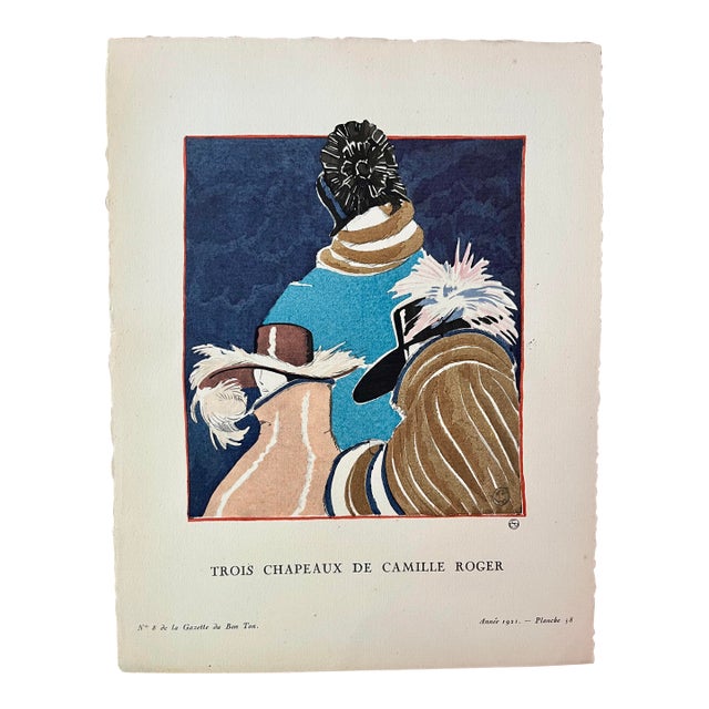 1920s Trois Chapeaux, Gazette Du Bon Ton, by Porter Woodruff For Sale