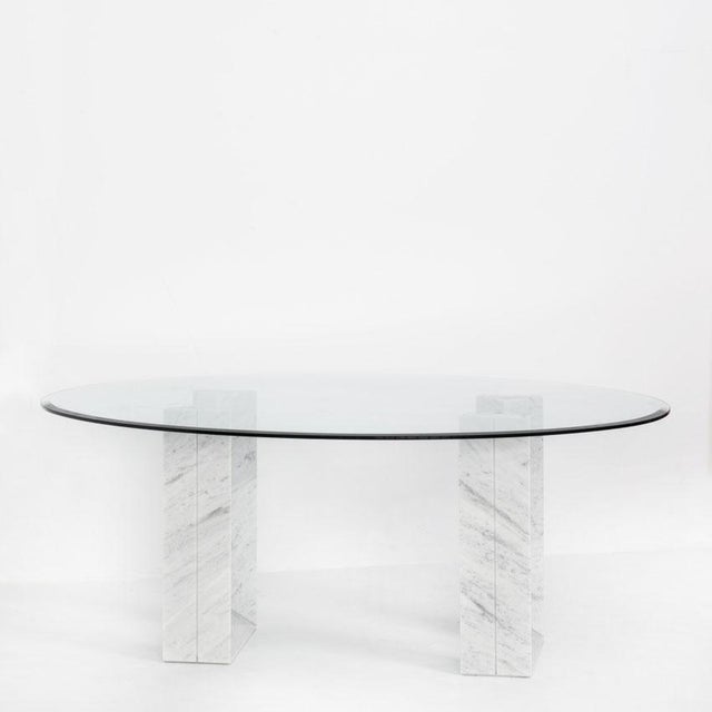 Contemporary Vintage Diapason Dining Table in Carrara Marble and Glass by Cattelan Italia, 1990s For Sale - Image 3 of 16