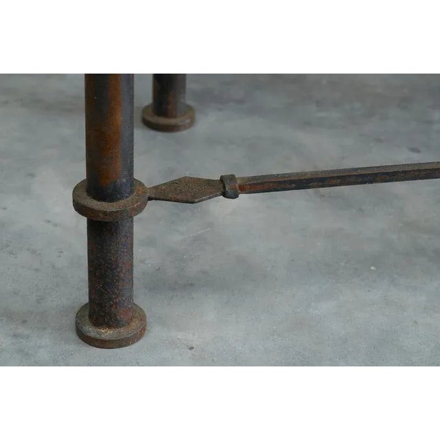 Green Vintage Art Deco Console Table in Patinated Iron and Tiles, 1950s For Sale - Image 8 of 16