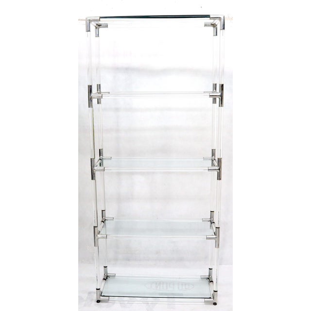Charles Hollis Jones 5-Tier Lucite and Glass Mid-Century Modern Étagère Shelf Wall Unit For Sale - Image 4 of 13