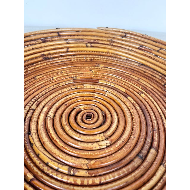 Vintage Pencil Reed Rattan Round Tray For Sale In Tampa - Image 6 of 7