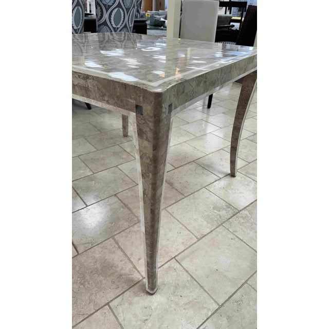 Late 20th Century Maitland-Smith Style Tessellated Marble Stone Game / Dining Table – Neoclassical Modern Luxury For Sale - Image 5 of 14