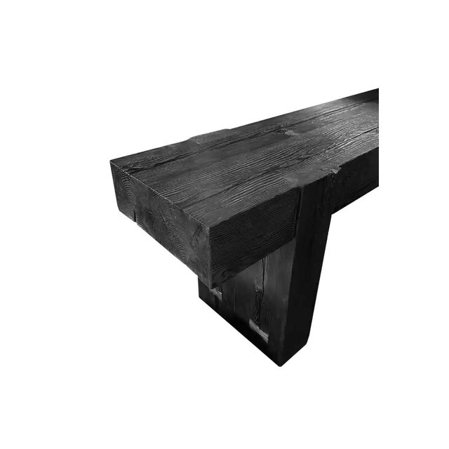 Solid Teak Wood Console Table, Burnt Finish Modern Organic For Sale - Image 6 of 9