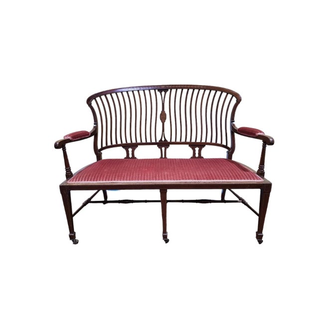 1900s Waring & Gillow Edward VII Mahogany Inlaid Settee For Sale In Atlanta - Image 6 of 6