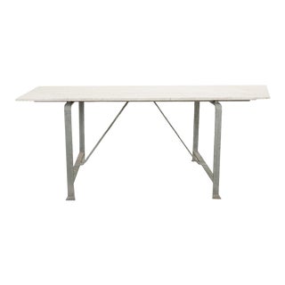Vintage Iron & White Marble Dining Table For Sale