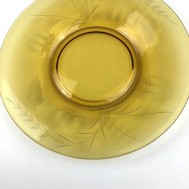 1940s Amber Cut Glass Small Plates Vintage - a Pair For Sale - Image 5 of 12