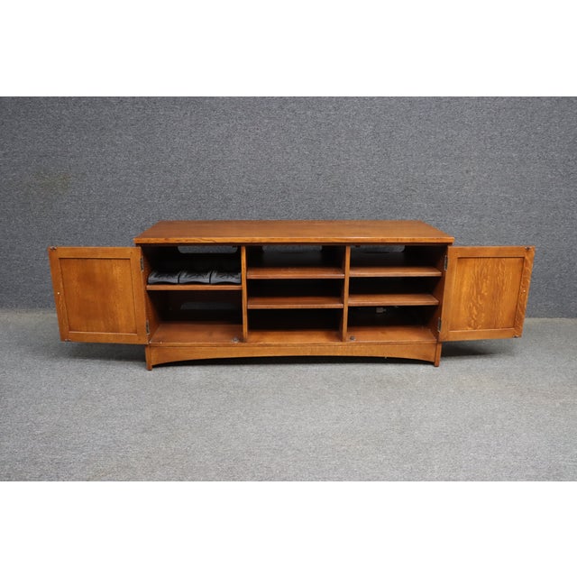 Stickley Mission Oak 62" Tv Media Console Cabinet For Sale - Image 12 of 18