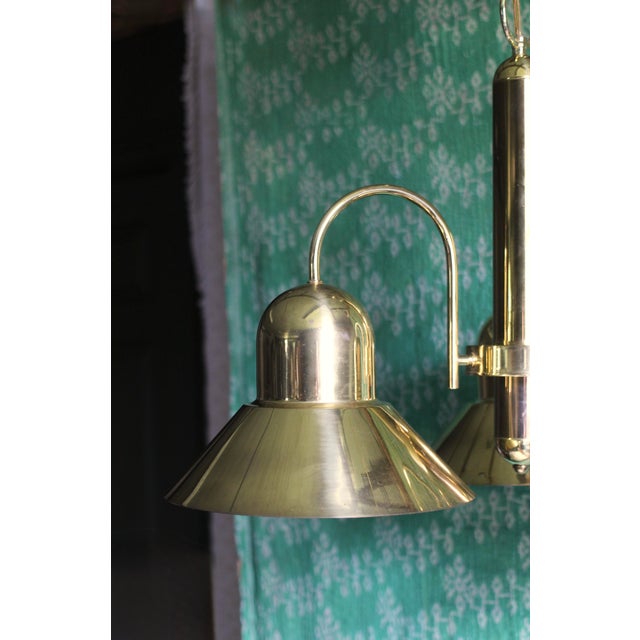 Metal 1980s Brass Shade Light Fixture With 3 Lights For Sale - Image 7 of 14