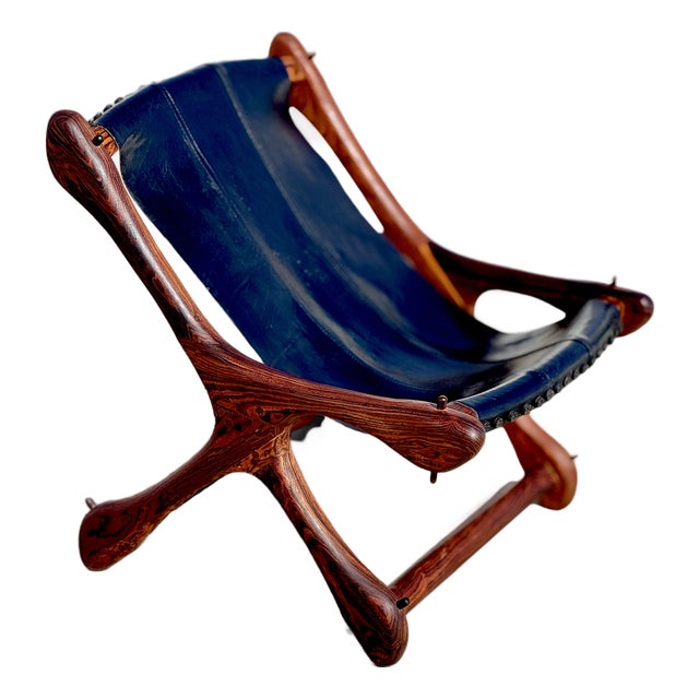 Mid Century Mexico Attributed 1960s Don Shoemaker Designed and Produced Rosewood and Black Leather Lounge Chair For Sale