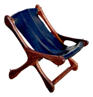 Mid Century Mexico Attributed 1960s Don Shoemaker Designed and Produced Rosewood and Black Leather Lounge Chair