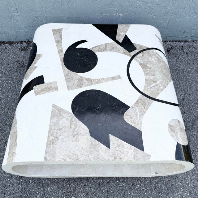 1990s Postmodern Abstract Tessellated Stone Waterfall Coffee Table For Sale - Image 5 of 12