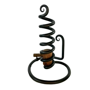 Vintage Hand Forged Iron & Wood "Courting Candle" Holder