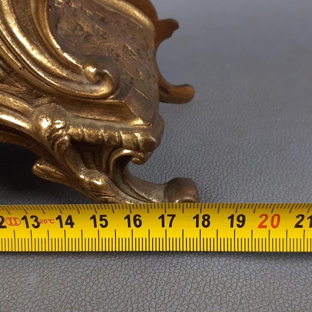 Baroque Mechanical Table Clock in Golden Brass, 1960s For Sale - Image 16 of 18