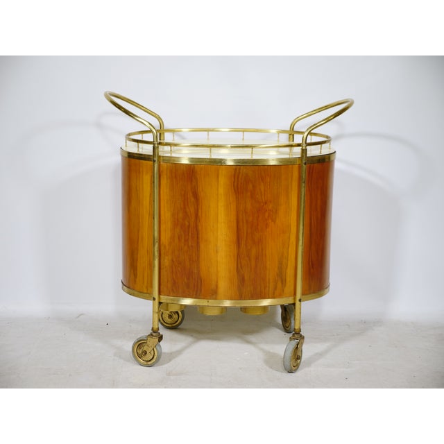 Mid-Century Bar Cart in Walnut and Brass, Italy, 1950s For Sale - Image 4 of 13