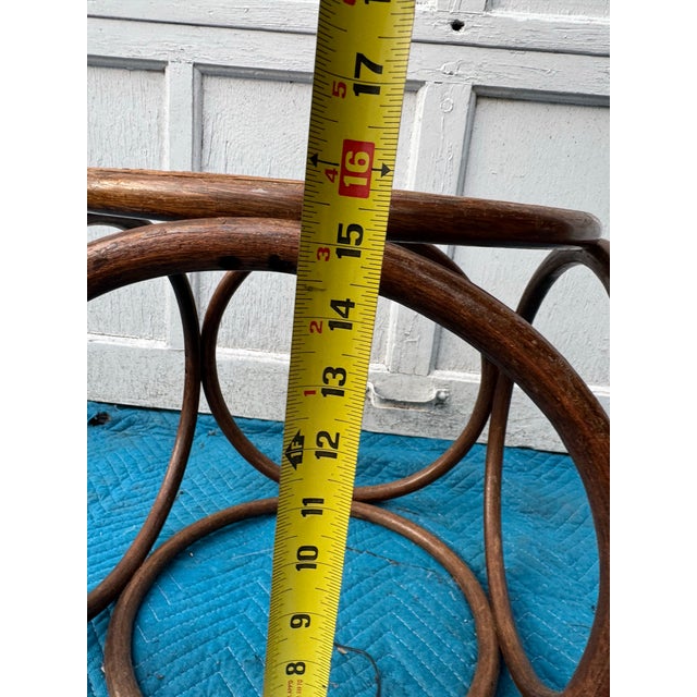 1960s Vintage Thonet Style Bentwood and Cane Ottoman For Sale - Image 5 of 7