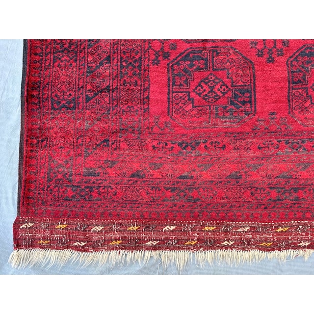Red Turkmen Bokhara Hand-Knotted Wool Rug - 7'1" X 9'8" For Sale - Image 4 of 12