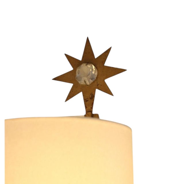 Large Wall Lamp in Gilt Metal with Resin Beads and Off-White Paper Lampshade, France, 1940s For Sale - Image 4 of 7