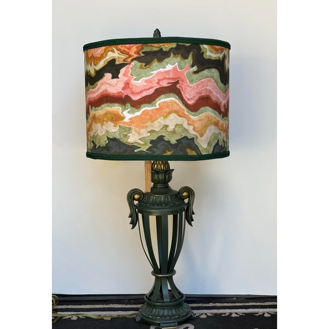 Vintage Table Lamp With Geode Pattern Shade For Sale - Image 4 of 10
