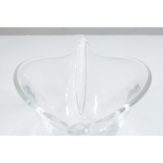 Late 20th Century Steuben Signed Clear Crystal Glass Boat Shaped Bowl For Sale - Image 5 of 6