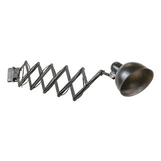 Industrial Black Scissor Wall Lamp with Extendable Harmonica from Adem, Netherlands, 1940s For Sale