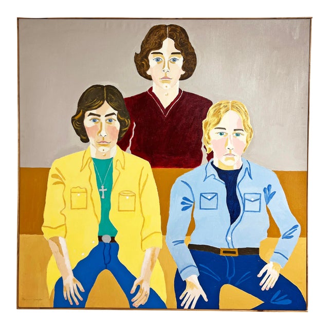 D. 1977 Group Portrait in Manner of Alice Neel Titled "The Boys Are Home" For Sale