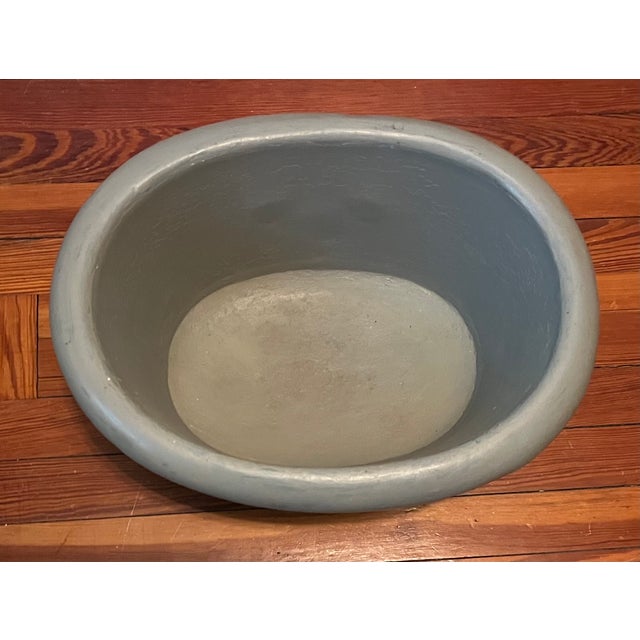 Antique 19th Century French Second Empire Tole Gray Painted Oval Jardiniere Cachepot Planter With Mask Handles For Sale - Image 14 of 18
