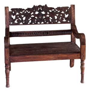 Small Antique Indonesian Teak Bench, 1930s