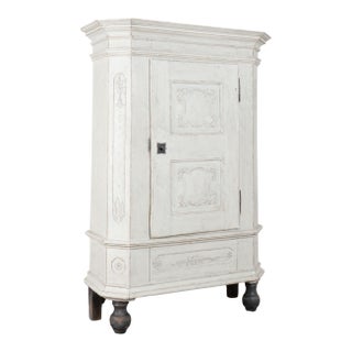 Early 19th Century Swedish White Painted Oak Single Door Armoire For Sale