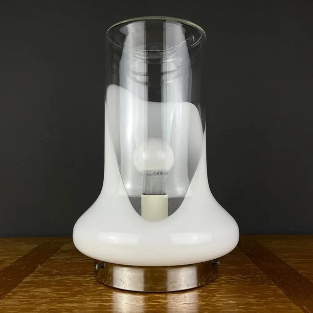 Mid-Century Modern Vintage White Glass Table Lamp, Italy, 1970s For Sale - Image 3 of 13