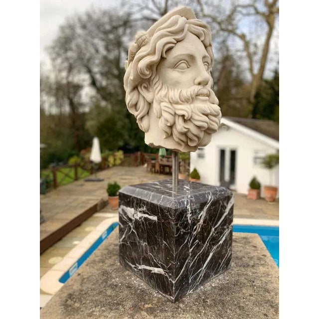 20th Century Marble Bust Sculpture of the Roman God of the Water Neptune For Sale - Image 9 of 10