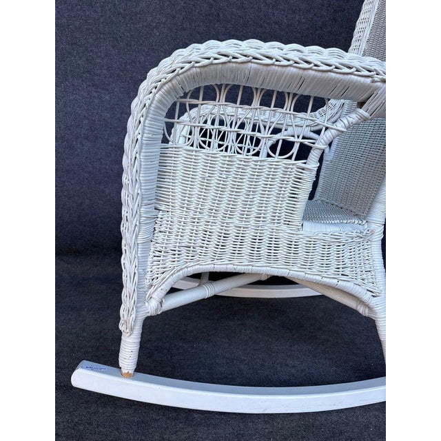 19th Century Pair Painted White Wicker Victorian Style Rocking Chairs For Sale In Washington DC - Image 6 of 8