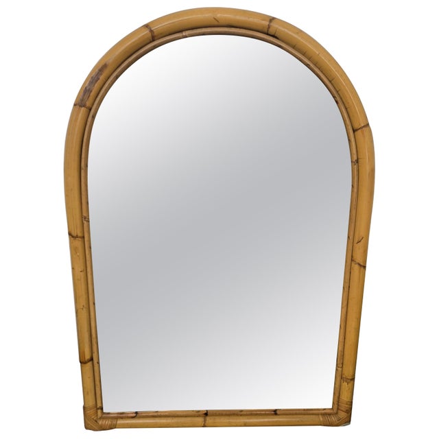 Gold Vintage Italian Bamboo Rattan Wall Mirror, 1960s For Sale - Image 8 of 8