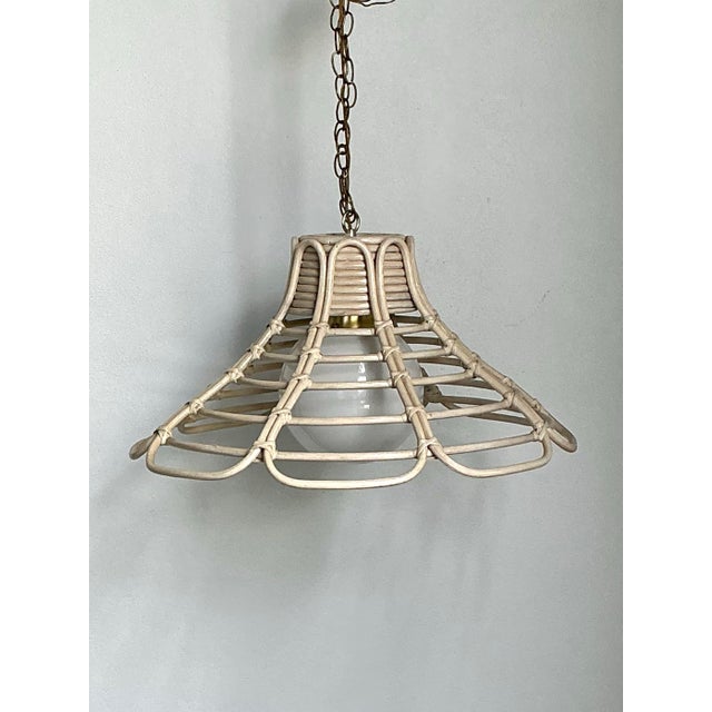 Vintage Bent Washed Rattan Chandelier For Sale - Image 12 of 12