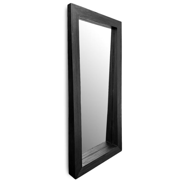 Modern Black Wood Full Length Mirror For Sale - Image 3 of 7