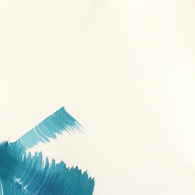 Contemporary The Cyan Dress 5 - Abstract Flowy Minimalist Figurative Ink Painting on Paper Original Artwork by Bettina Mauel For Sale - Image 3 of 6