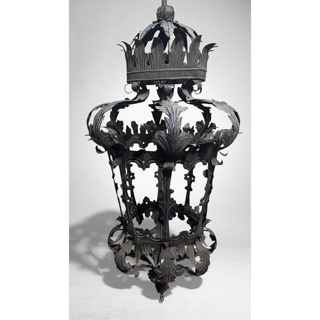 Florentine Renaissance Style Italian Wrought Iron Lantern For Sale - Image 4 of 18