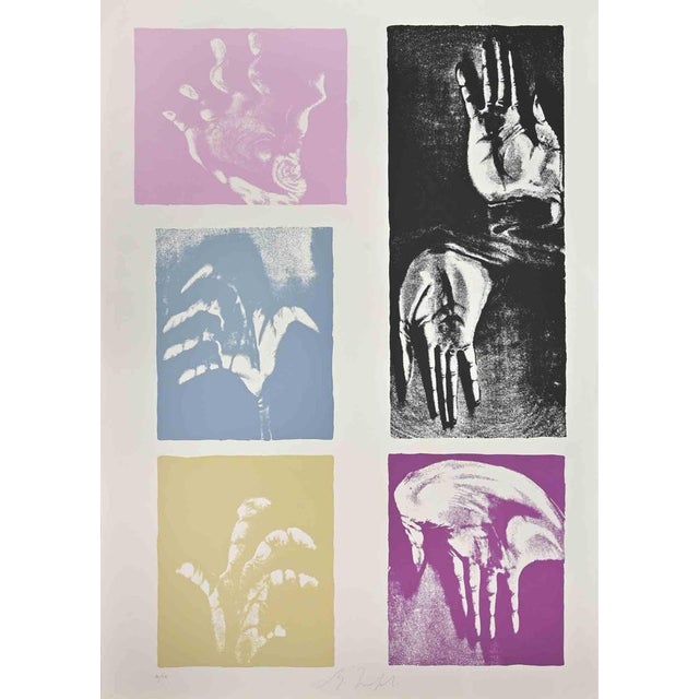 Contemporary Mino Trafeli, Hands, Lithograph, 1980s For Sale - Image 3 of 3