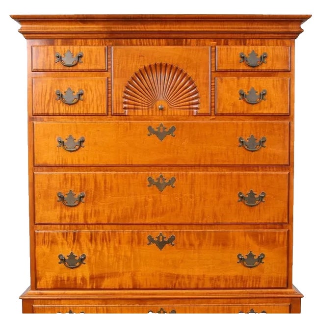Tiger Maple Highboy Benchmade by David LeFort of Hanover Massachusetts For Sale - Image 4 of 12