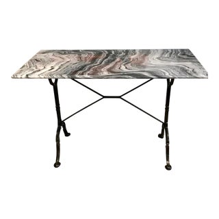 Marble and Iron French Style Bistro Table For Sale