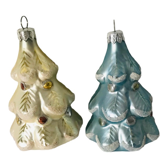 Boho Vintage European Christmas Ornaments Figurines - a Pair For Sale