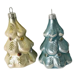 Boho Vintage European Christmas Ornaments Figurines - a Pair